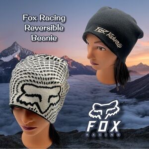 Fox Racing Graphic Reversible Beanie  Black, White and Tan Unisex